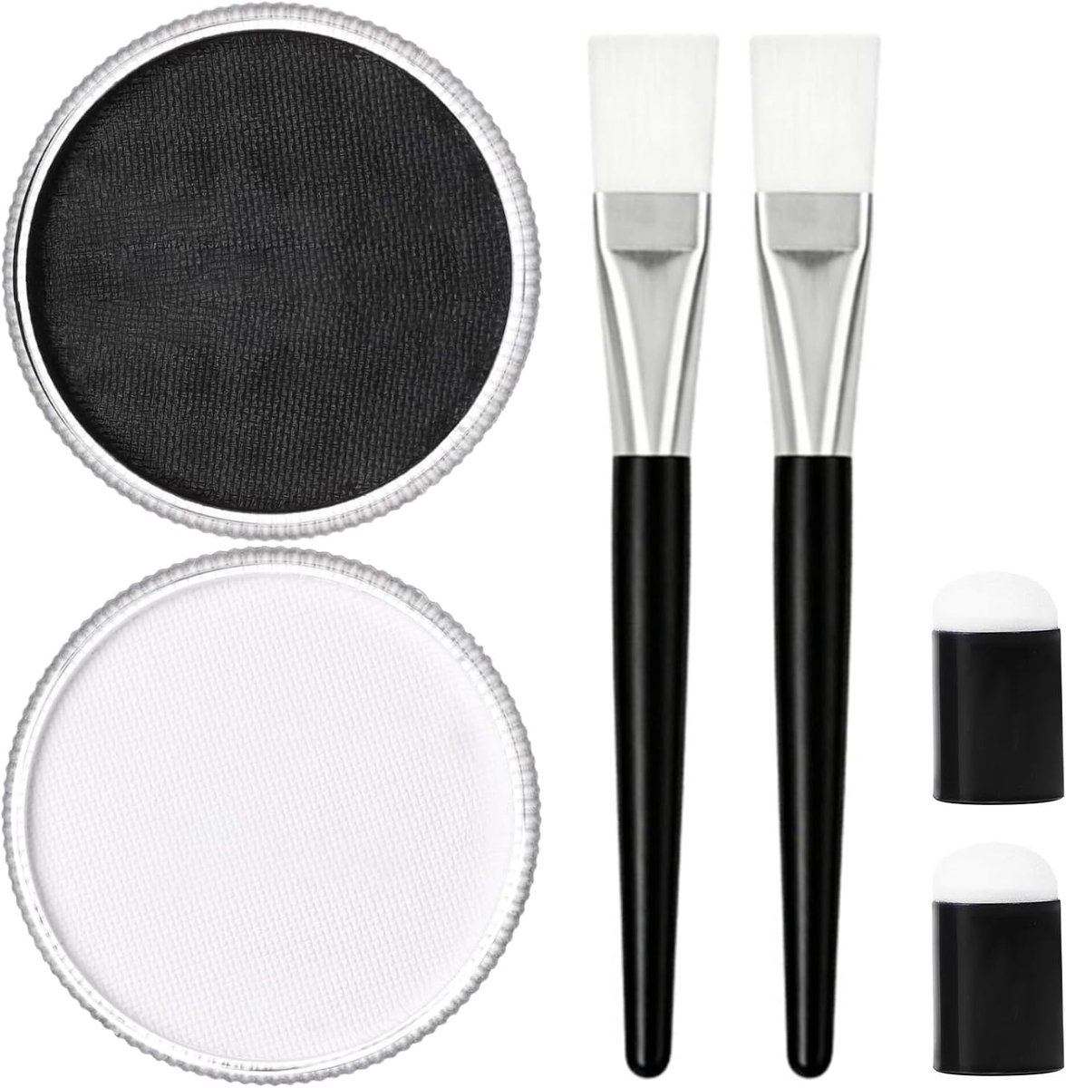 Zwart-wit, 6-delige partyset met kleuren, penselen en sponsapplicators, decoratieve accessoires voor zombie, vampier, clown, skelet, cosplay