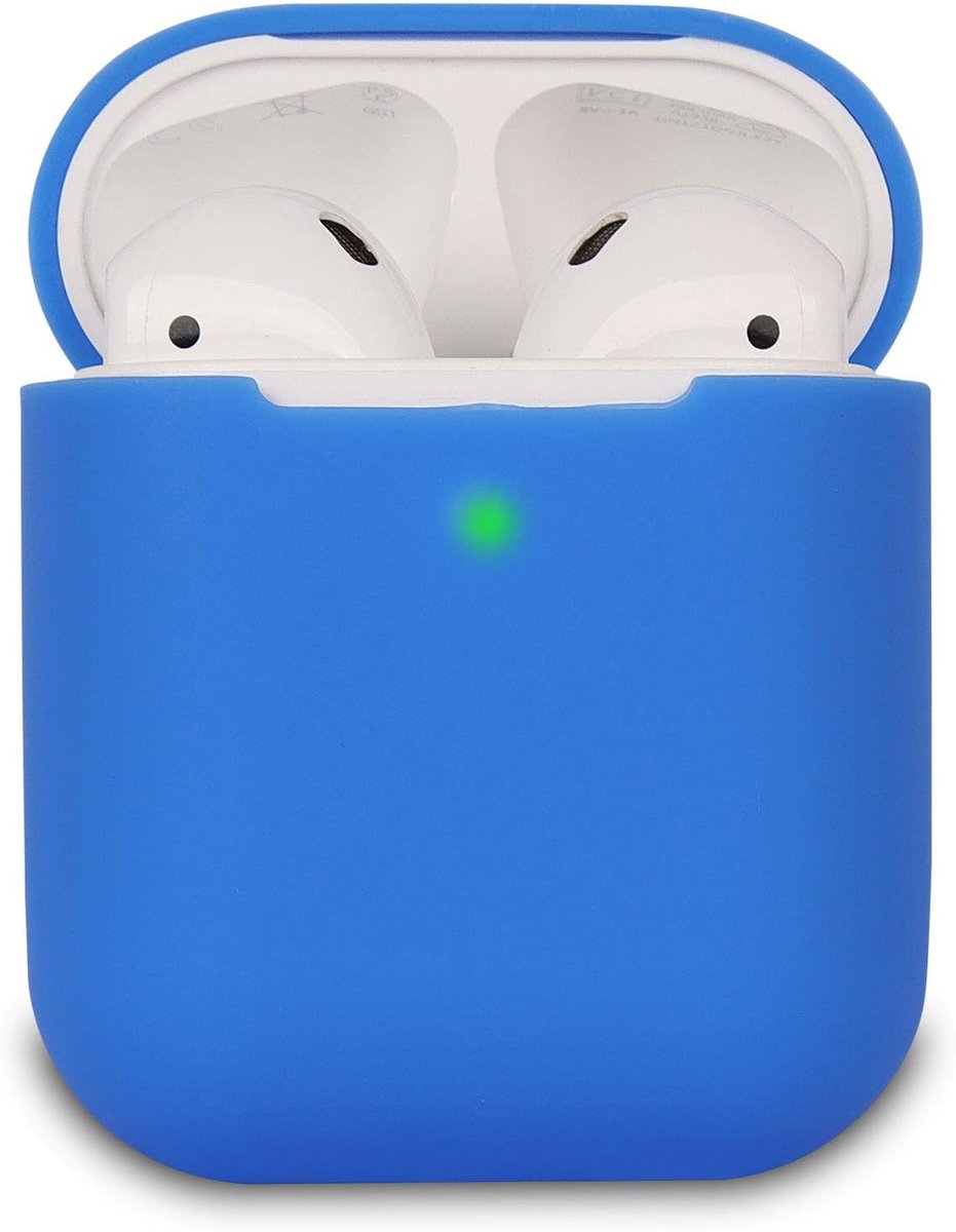 Beschermhoes voor AirPods, siliconen case, led aan de voorkant, blauw