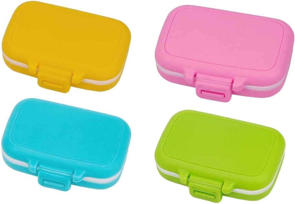 4 stuks, 3 vakken, kleine tablettenbox, vitamine tablettendoosje, medicijnbox voor reizen en dagelijks gebruik, 4 kleuren