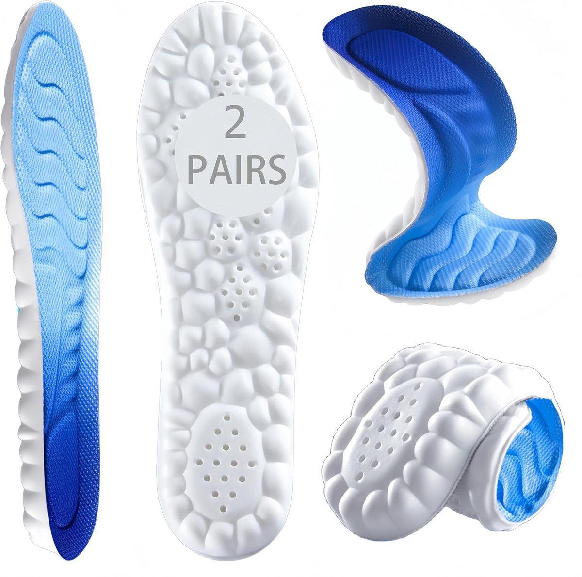 Comfortabele inlegzolen, zacht schuim, vervangende comfortabele inlegzolen voor heren en dames, voor werk, laarzen, loopschoenen, comfort inlegzolen, vervangende schoeninlegzolen (blauw, 37-38)