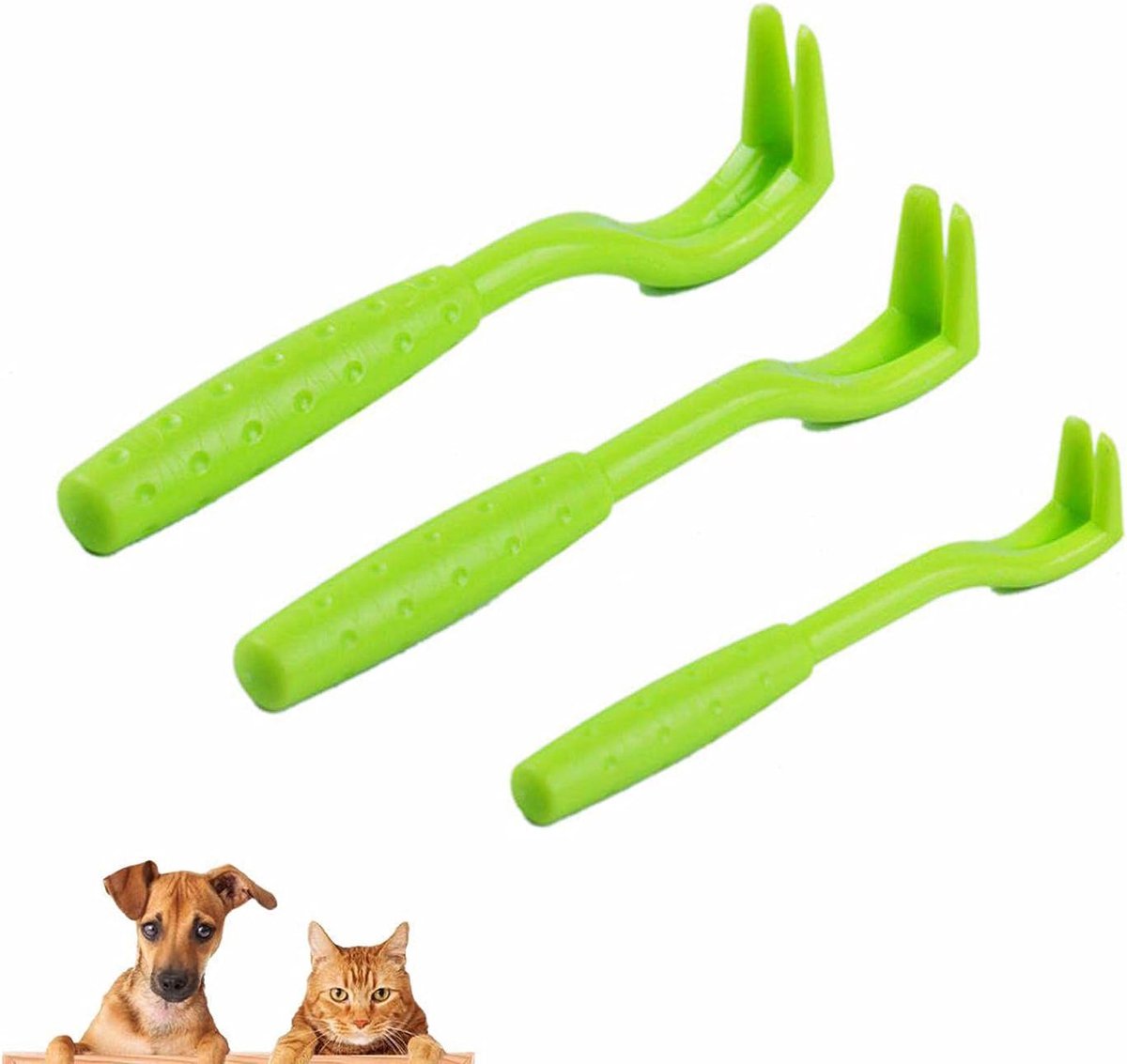 3 stuks tekenklemmen, tekenhaken, tekenval, tekenval voor honden en katten, verwijdering van teken en vlooien, groen