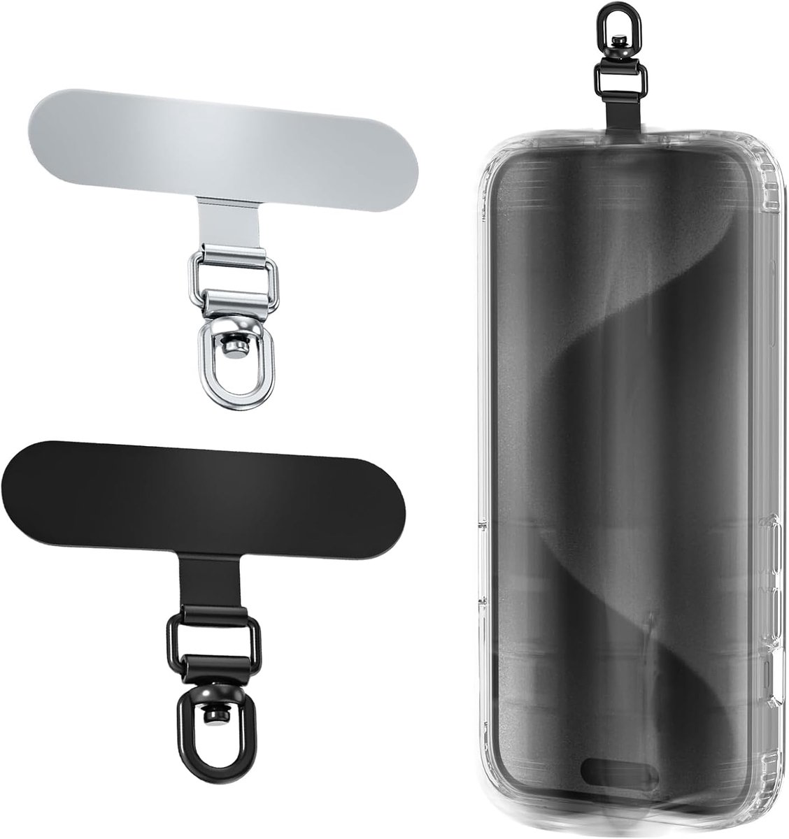 2 stuks 360° draaibare telefoonketting, universele pads, metalen multifunctionele telefoon-lanypatches, universele telefoon-patch voor de meeste smartphones