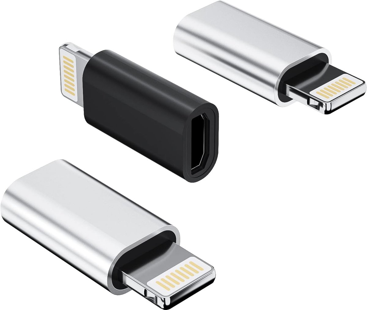 USB Vrouwelijk naar Lightning Mannelijke Oplader Adapter (3 Pack) Android Oplaadkabel Poort Connector Compatibel voor Apple iPhone 11 12 13 14 Pro Max Mini 6 7 8 Plus X Se Ipad Oplaadkabel Data