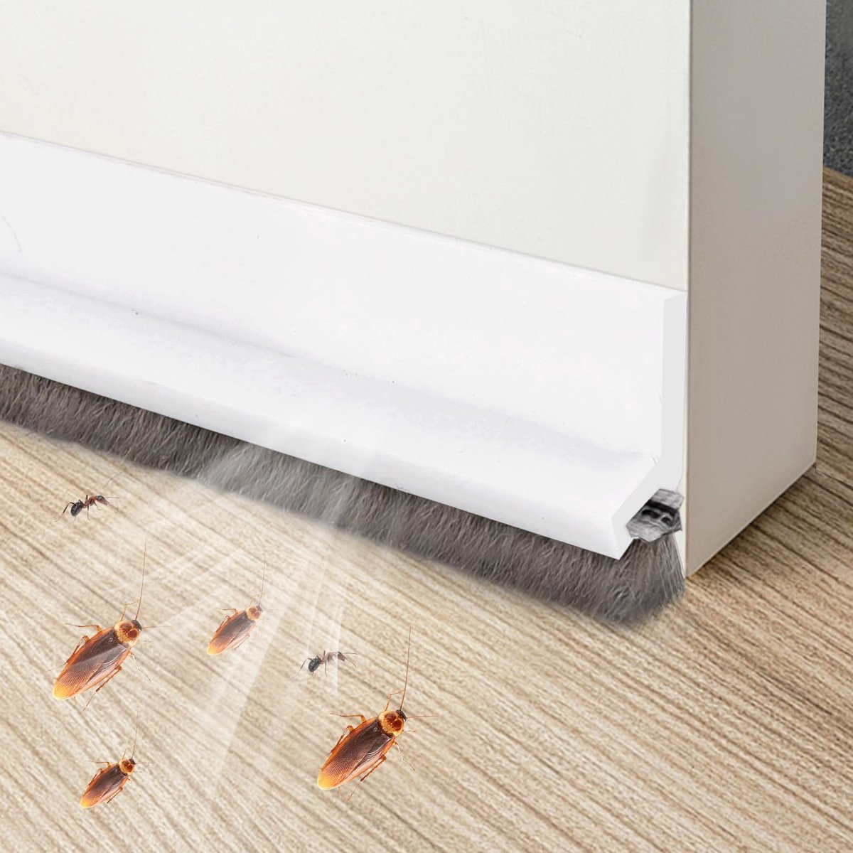 Deurafdichting, tochtstopper met geluidsisolatie en borstel van 100 x 5 cm in wit, biedt koudebescherming tegen insecten.