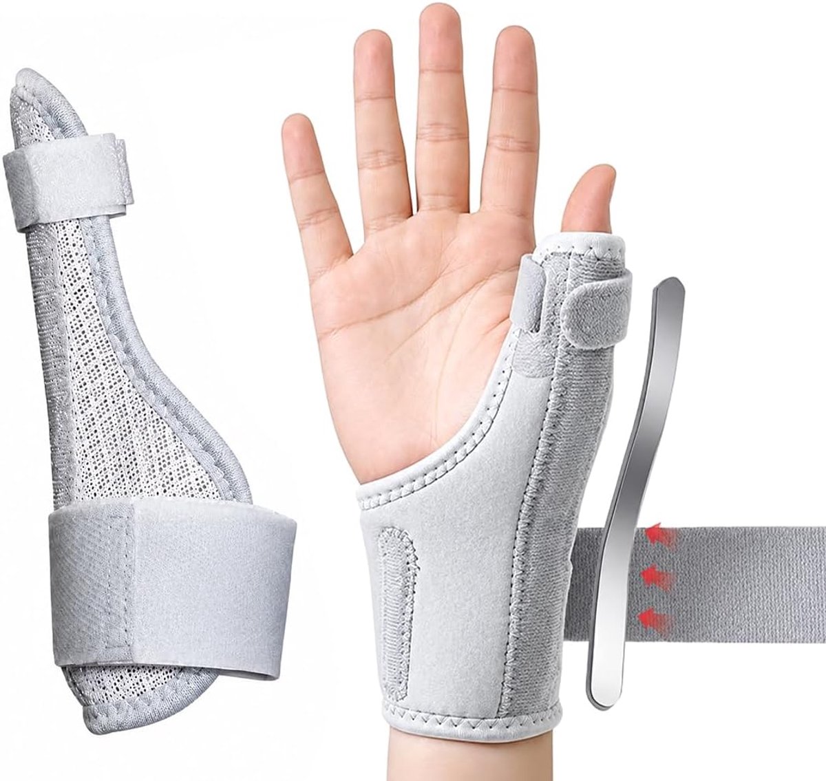 2 Stuks Duimbrace voor Rechts en Links, Adembare en Zachte Duimspalk, Verstelbare Orthese voor Artrose en Tendinitis