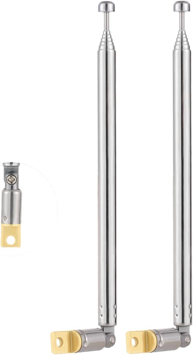 2 Stuks AM FM Telescopische Antenne 7 Secties Draagbare Radio Antenne 57.8CM/22.76IN voor TV AM FM Radio Stereo Ontvangst