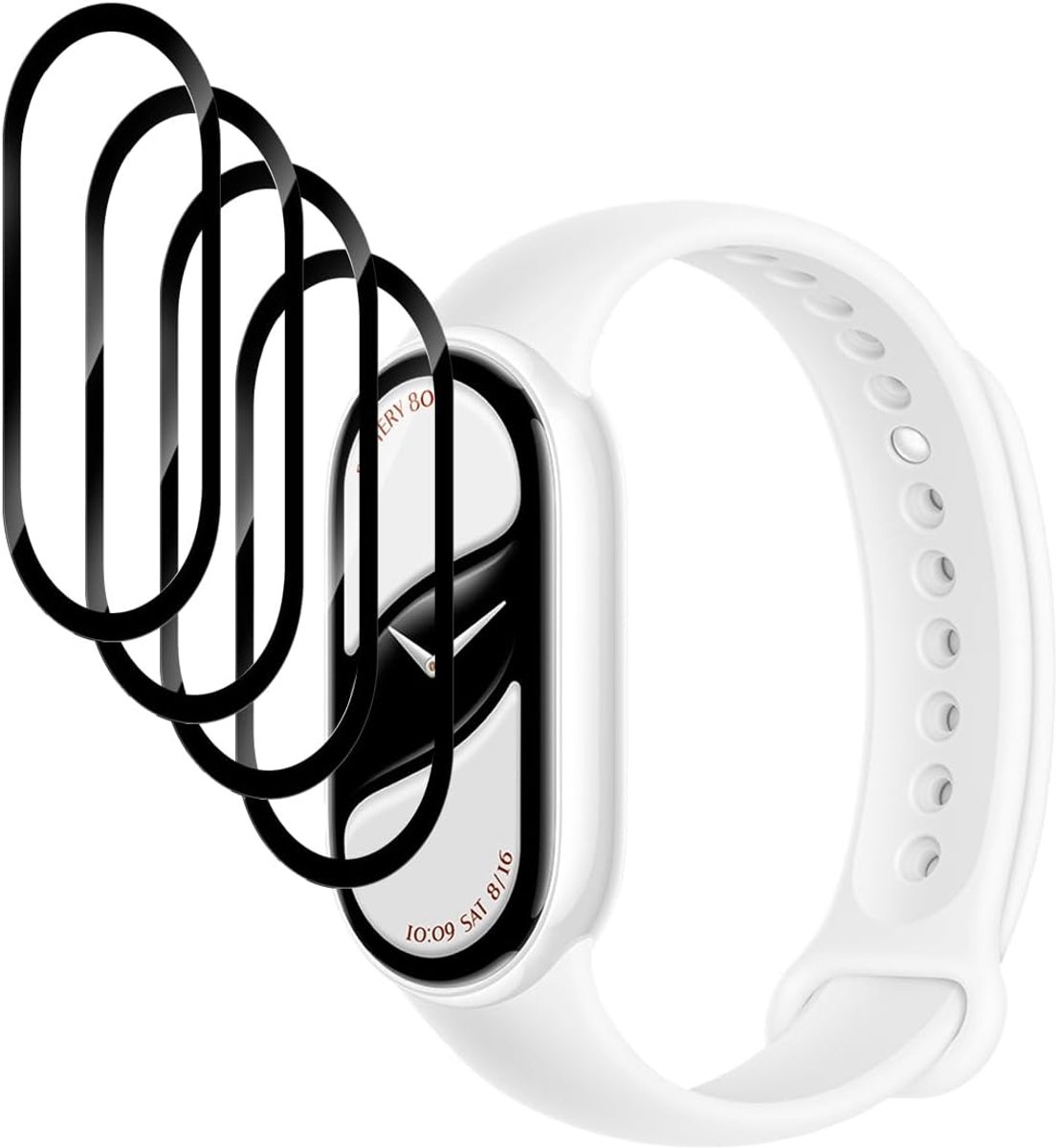 Beschermfolie voor Xiaomi Smart Band 10 gepantserd glas [4 stuks], 9H/HD screen protector/bubbelvrij, gepantserde folie voor Xiaomi Smart Band 10