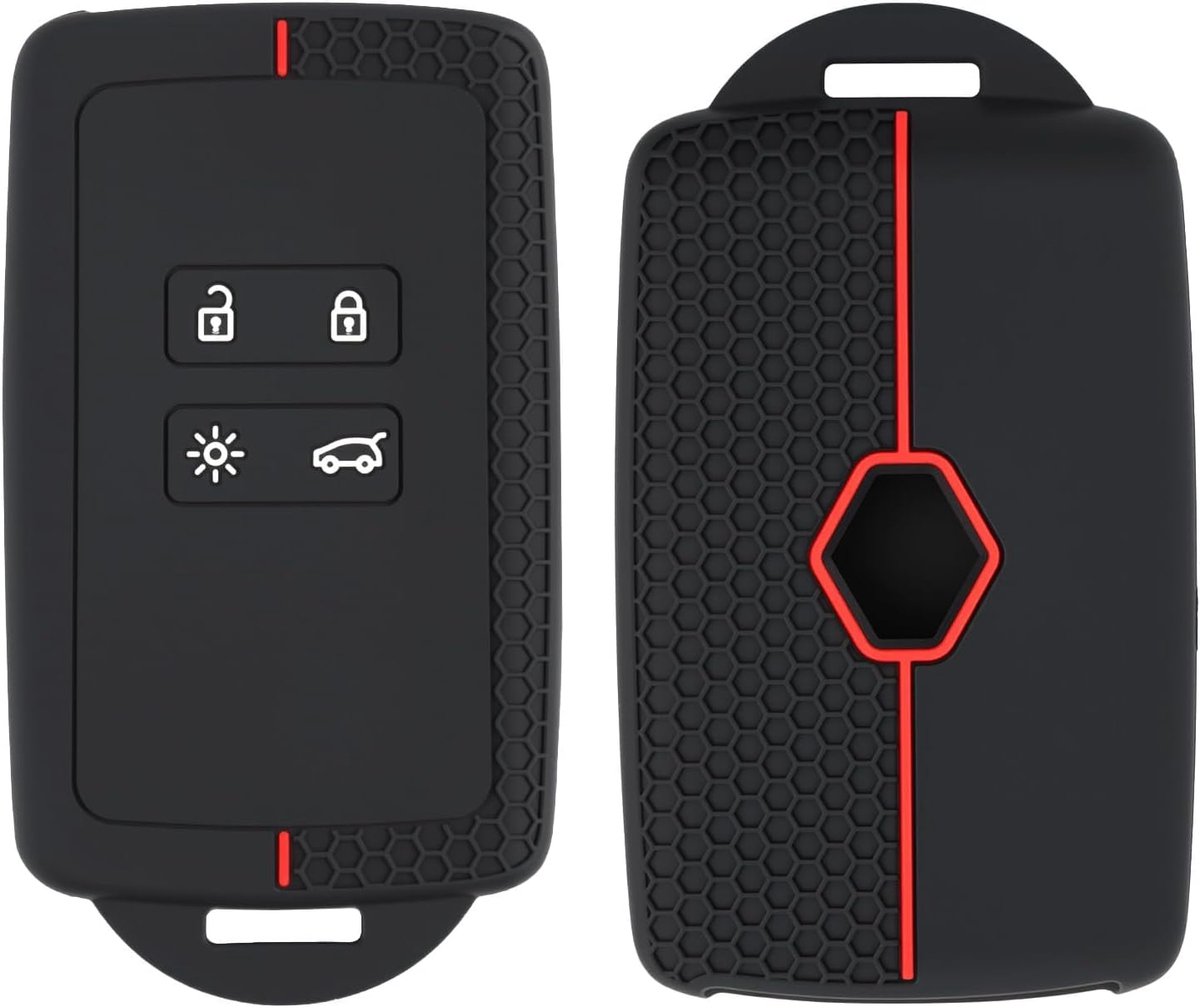 Compatibel met Renault, 2 stuks, autosleutelhoes, siliconen, TPU, 4 knoppen, compatibel met Clio Megane Koleos Kadjar Kangoo Twingo Talisman Captur Espace Duster