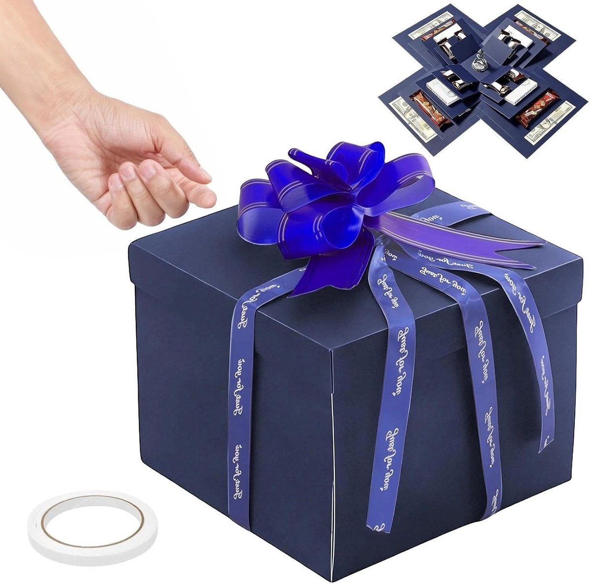 5-laags exploderende verrassingsdoos met linten, doe-het-zelf cadeaubox om