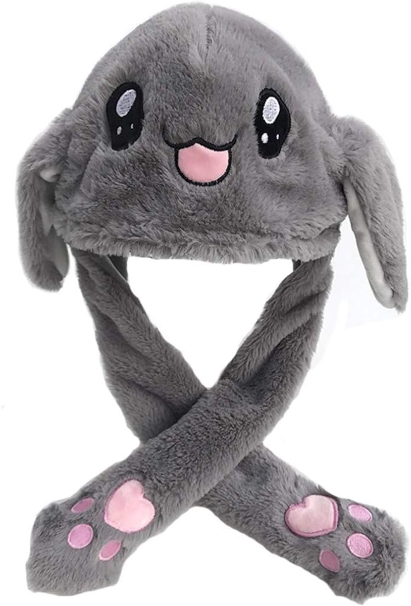 Dressfan Grappige pluche dierenoorhoed voor dames en meisjes, met bewegende oren, door op de dierenpet te drukken, zullen de oren bewegen, meisjes, jongens, vrouwen, cosplay