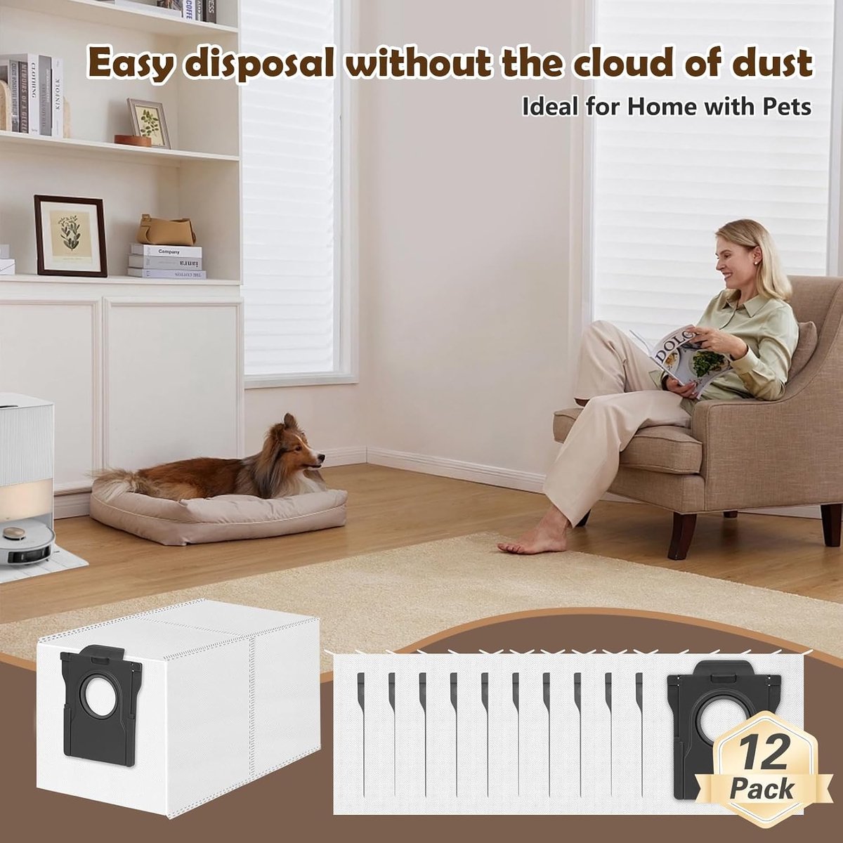 12 Stuks Stofzuigerzakken Compatibel met Dreame L20/X40/X50 Ultra Complete