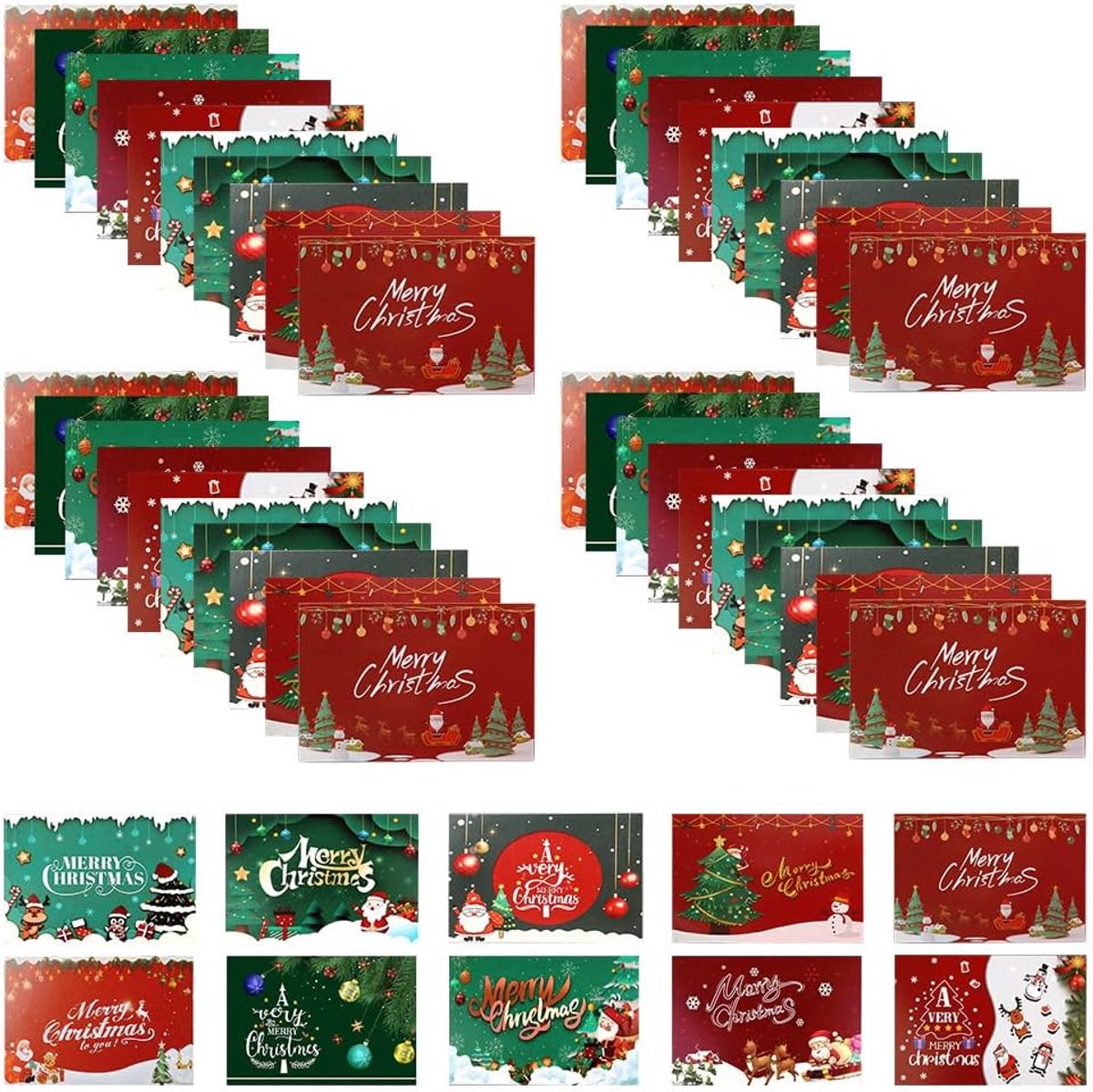 Navidad Tarjetas, Pack van 50 in 5 Schattige Geïllustreerde Ontwerpen, Tarjetas de Felicitación Nacimiento voor je kerstgroet, Felicitaciones Navideñas, Navideñas Feliz Navidad