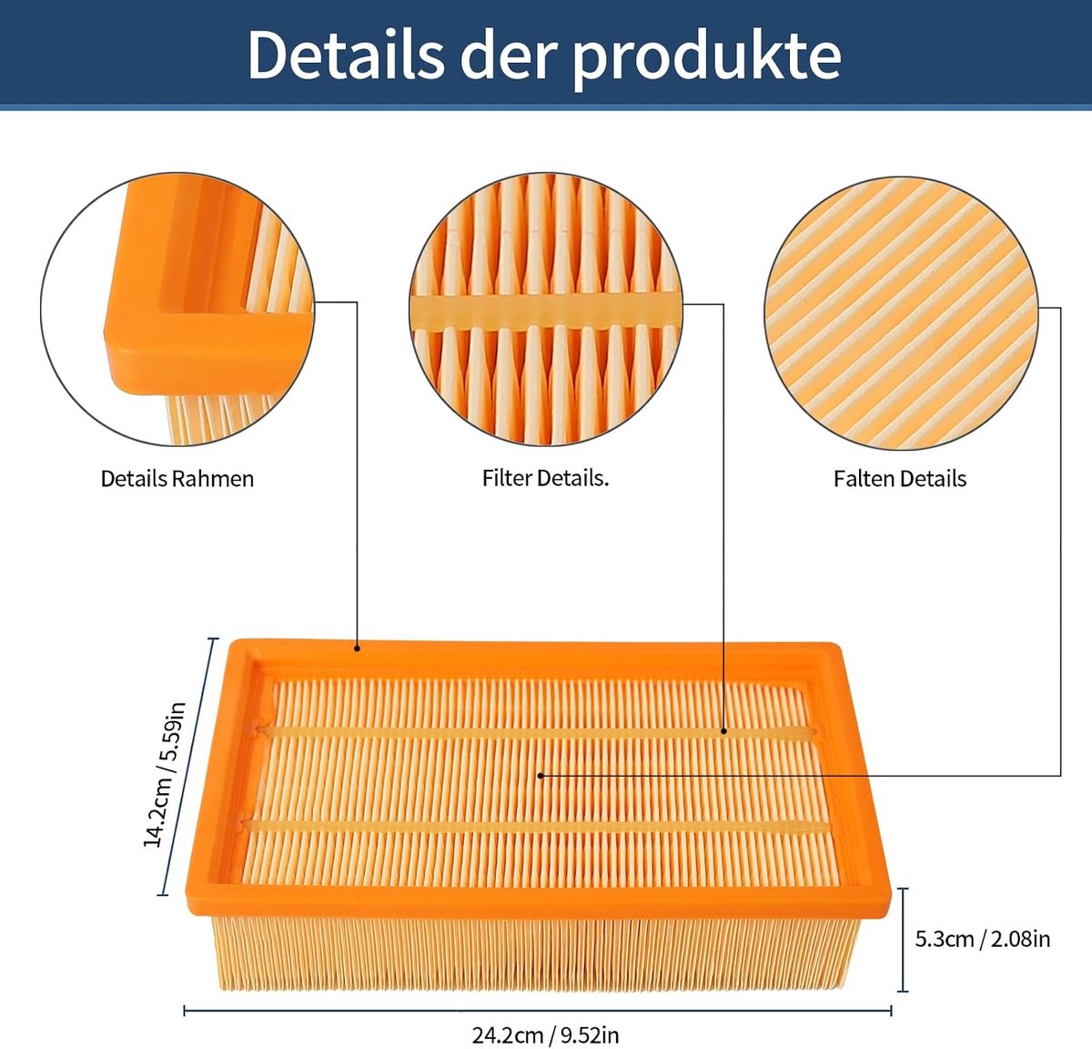 2 filters voor Bosch Gas 35 L, M SFC, AFC Professional stofzuigers, platte vouwfilter voor NT 25/1 Ap