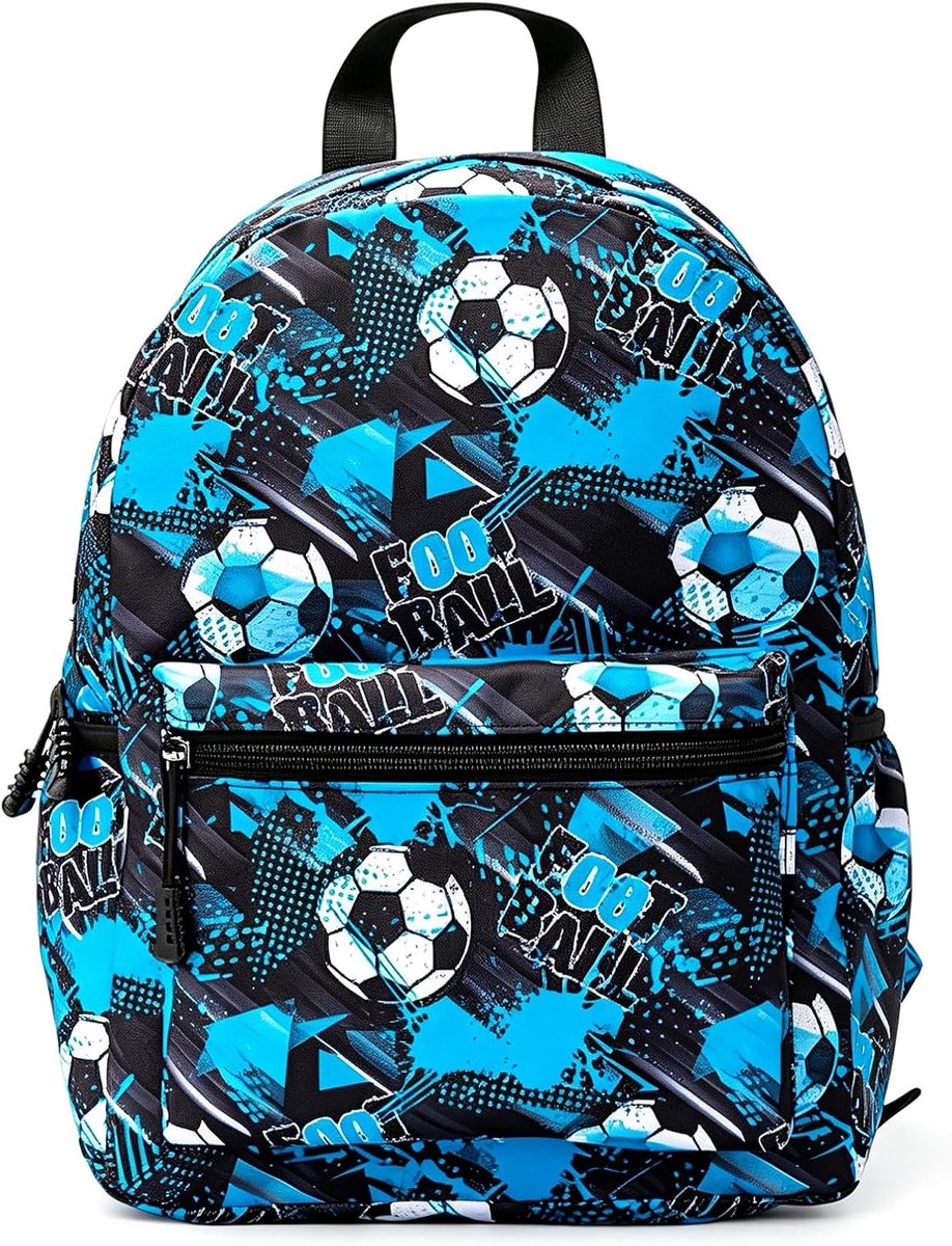 Kinderrugzakken cartoon rugzak voetbal kindertas verstelbare riemen lichtgewicht kleuterschool rugzak voor voetbalfans en jongens blauw 22 x 13 x 27 cm