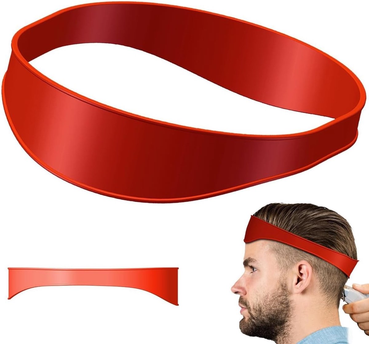 2 Stuks Rode Haarsnede Sjabloon, Gebogen Siliconen Scheerband, DIY Thuisknippen En Baard Vormgereedschap, Praktische Gids Voor Nek En Kaaklijn, Eenvoudig Scheren En Trimmen Voor Thuisgebruik
