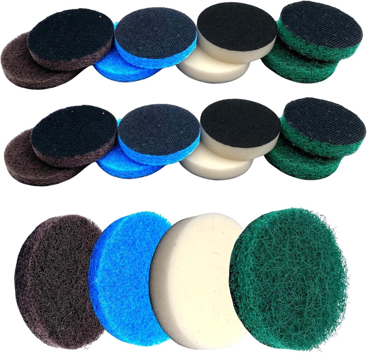 20 Stks 64mm Breedte Elektrische Reinigingsborstel Pads Set, 5 Microvezel Pads 5 Prestatie Pads 5 Keuken Matten en 5 Foam Pads Elektrische Reiniging Tool Vervanging