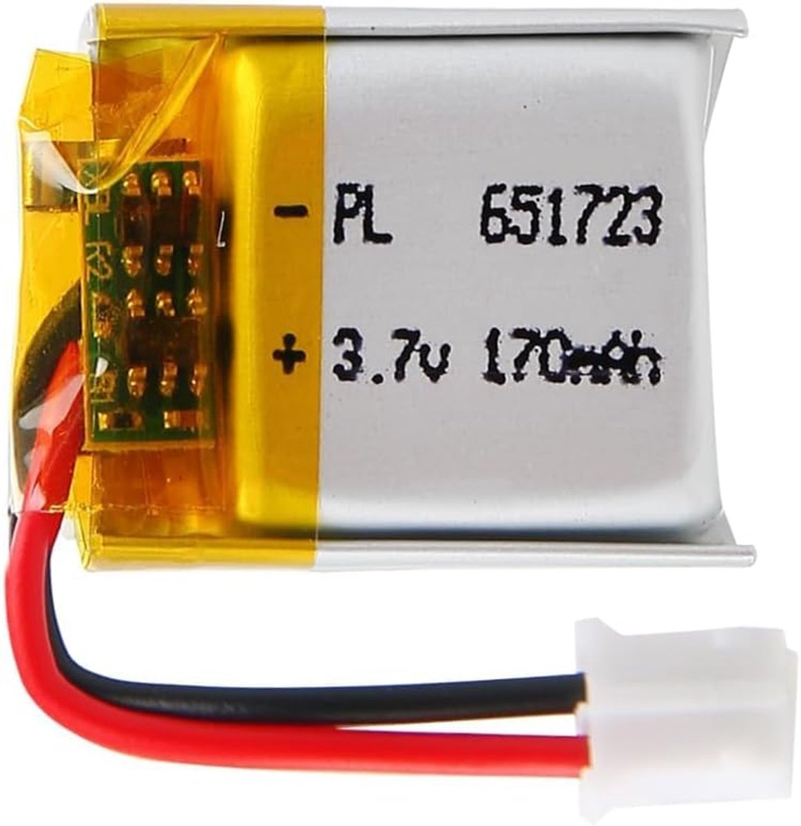 3,7V Lipo-batterij, 3,7V 170 mAh 651723 Lithium-polymeerion met 2P-PH-aansluiting met 2,0 mm pasvorm