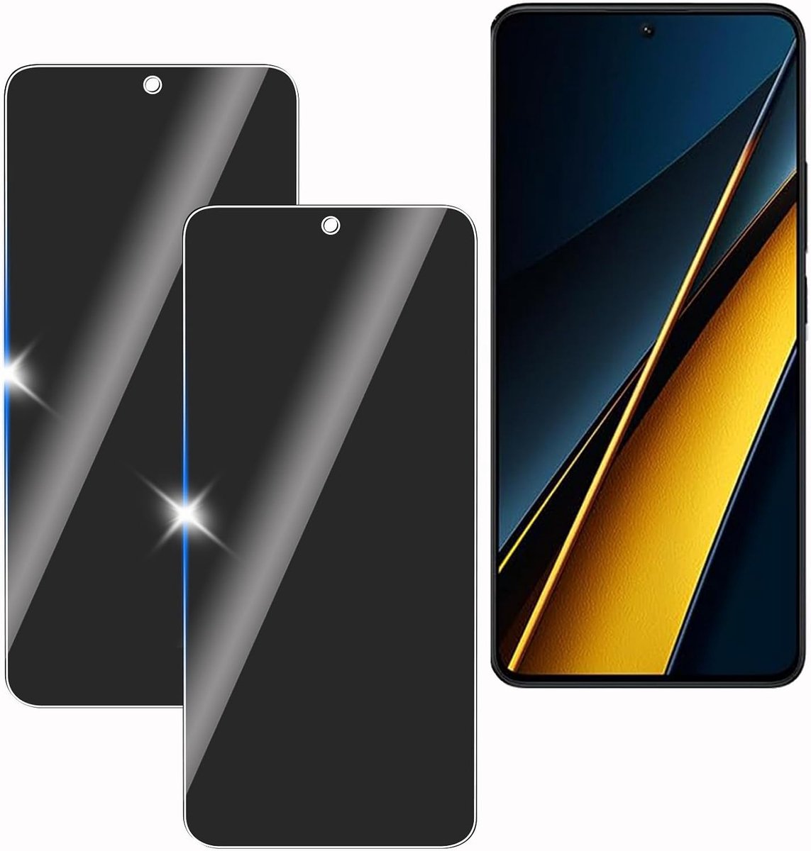 Voor Xiaomi Poco X6 Pro 5G 2 stuks privacy scherm anti-snoop film, anti-spion beschermglas film,privacy scherm, 9H hardheid, krasbestendig