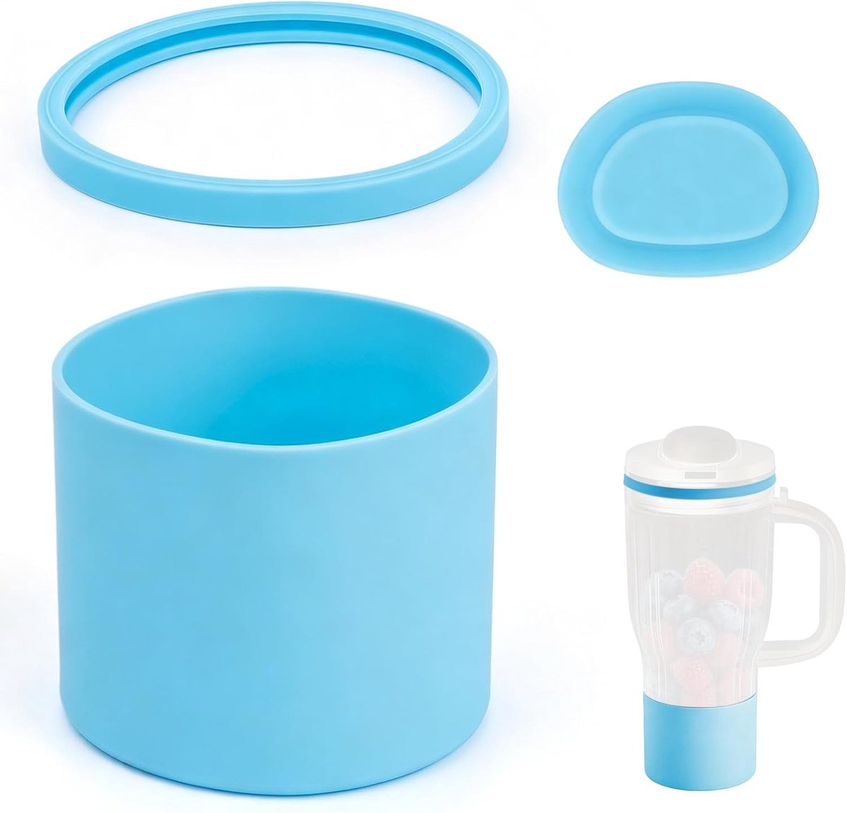 3st Vervangingsonderdelen Compatibel met Ninja BlendBoss Personal Blender, Siliconen Afdichtingsring en Stop voor de Beker Lekvrije Accessoires voor Persoonlijke Smoothiebeker (Blauw)