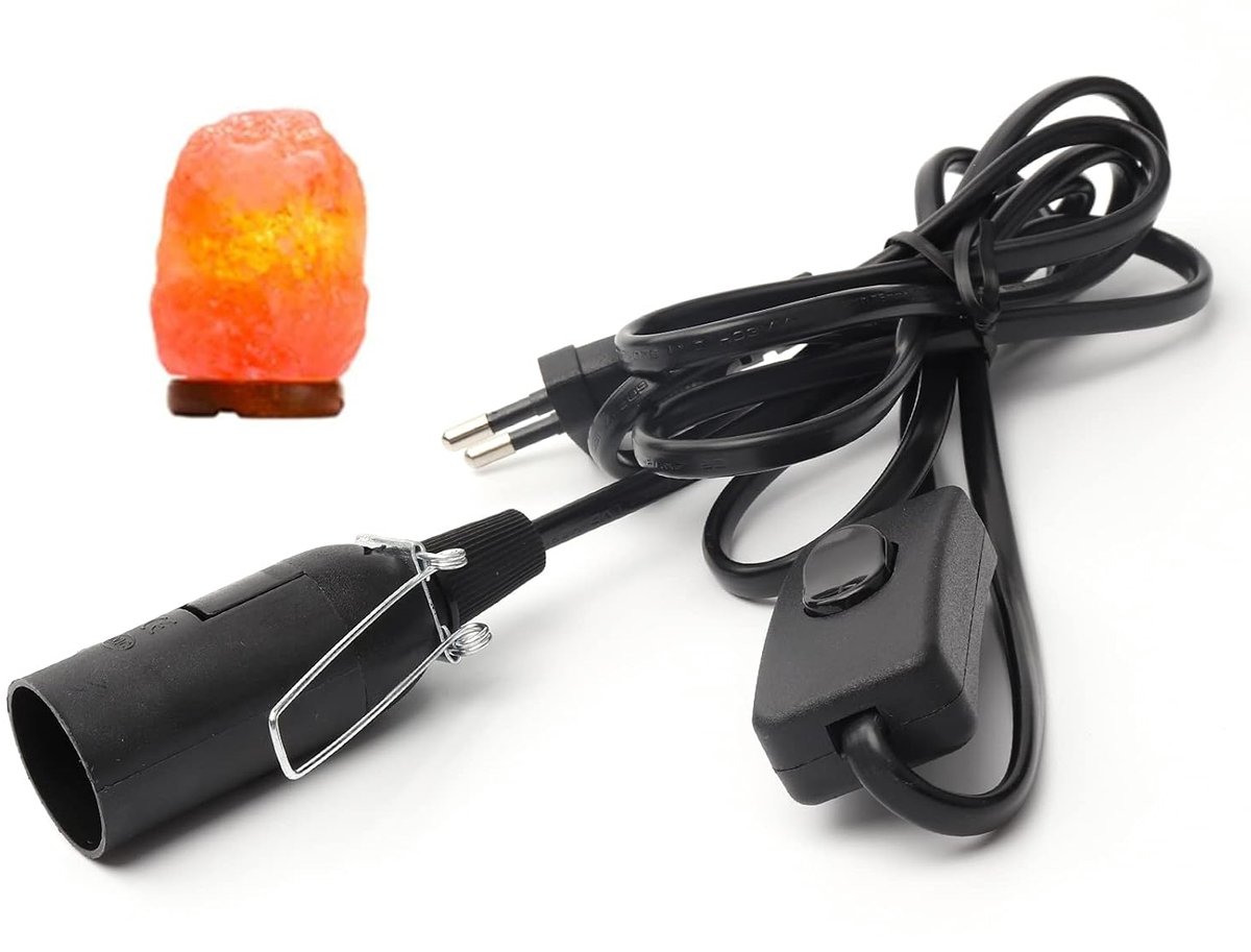 Zoutkabels met schakelaar - E14 stekker FR (Europees) - 1,8 m isolatie kabel fitting voor zoutlamp - zwart