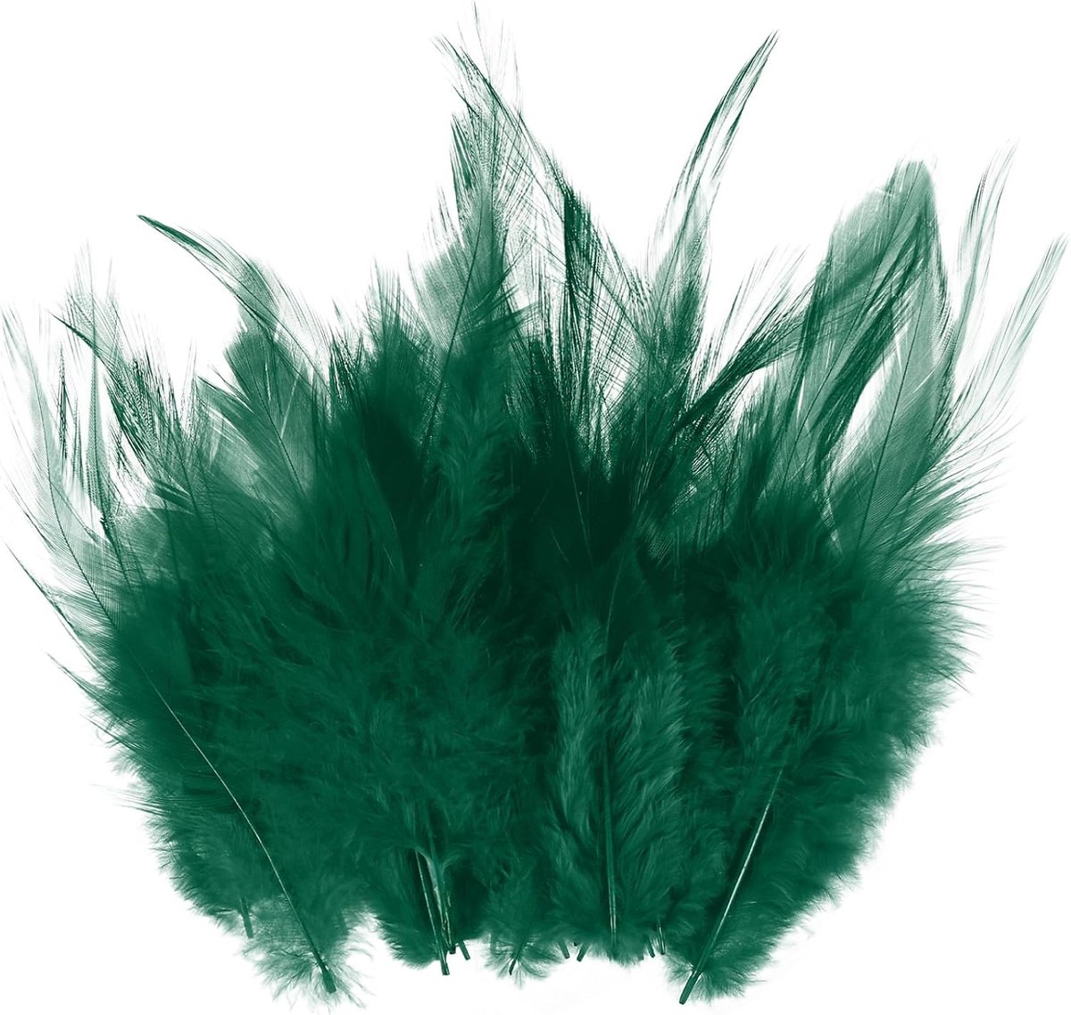 METERXITY Set van 300 zadels, haanveer, 8-15 cm, bulk natuurlijke pluizige veren voor knutselen/bruiloft/dromenvanger/doe-het-zelf ambachten decoraties [donkergroen]
