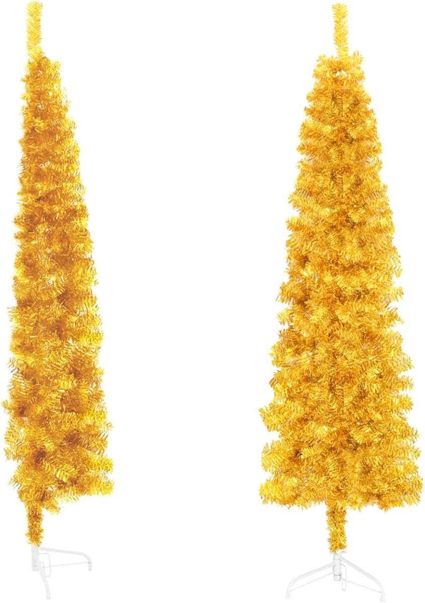 Halve kunstkerstboom, kerstboom, kunstkerstboom met standaard, afneembare decoratie, vakantie, licht, feestversiering, kunstKerstmis, goud, 180 cm