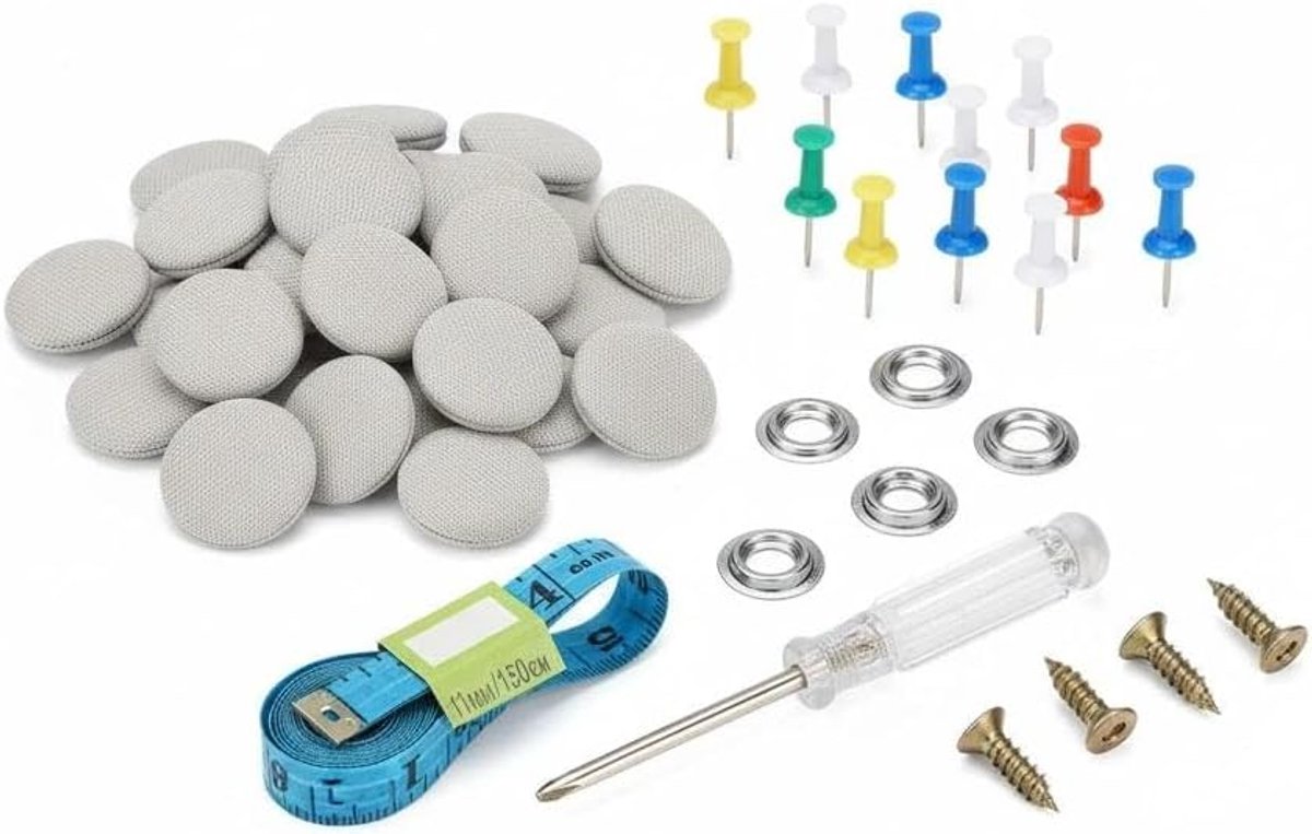100-delige universele dakhemelreparatieset – auto dakhemelclips & knoppen met 100 positioneringspinnen, schroevendraaier & meetlint – roestbestendig