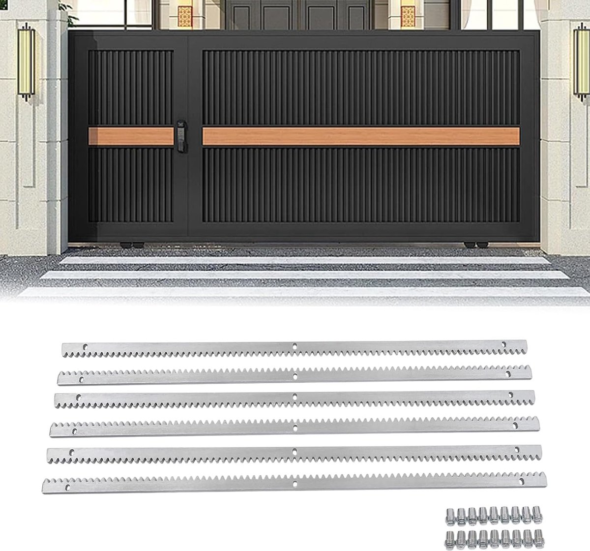 6 x 1 m tandstang, 12 mm verzinkte tandrail, compatibel met de meeste schuifdeurmotoren