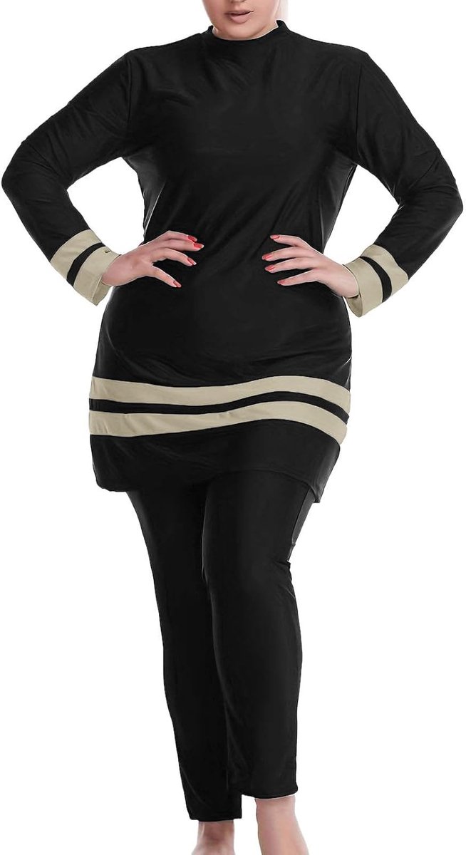 Burkini Dames moslim badpak badmode mode Hijab 3-delig lange mouwen islamitisch volledige cover zwempak conservatief sportief zomer A8