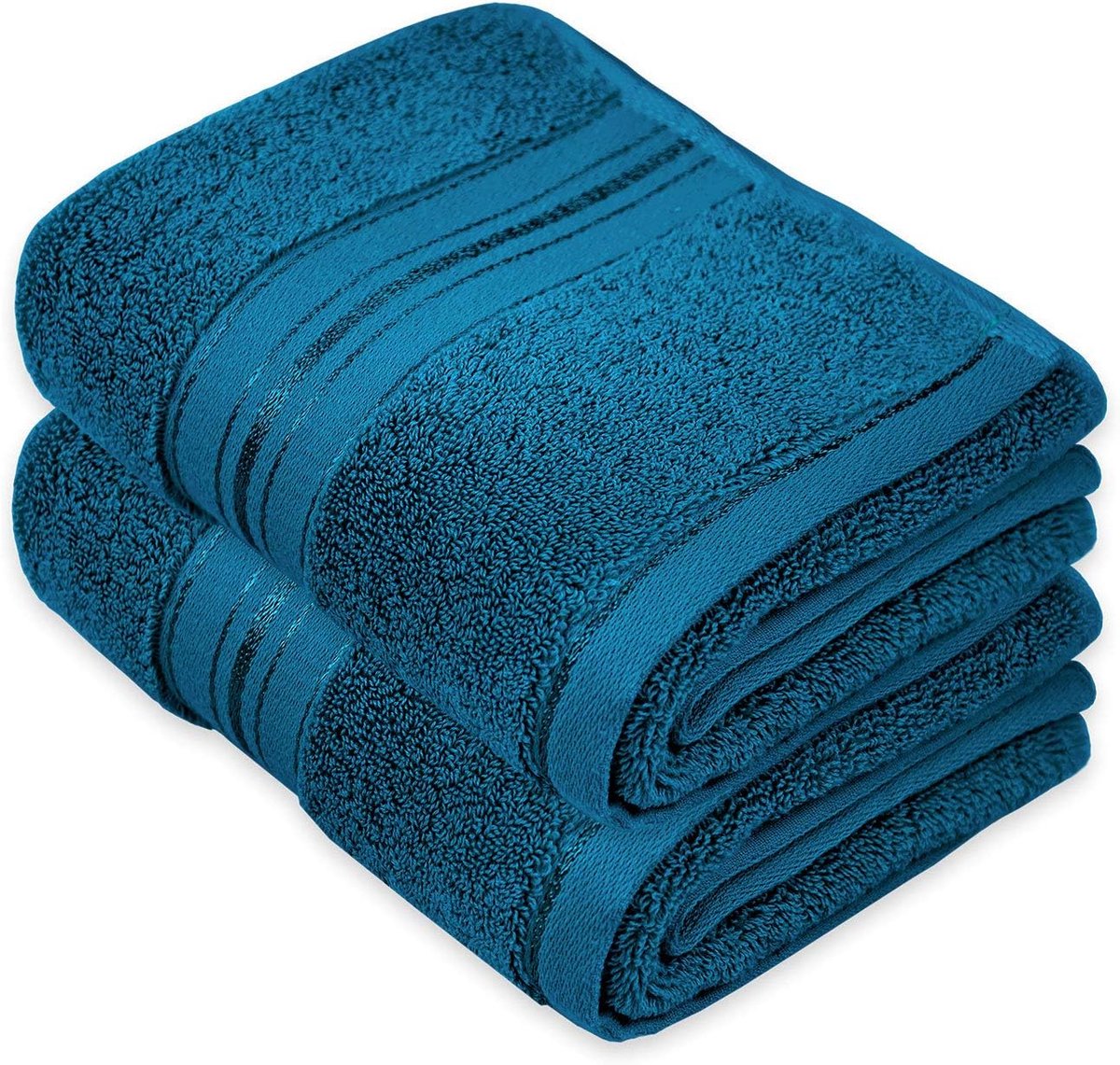 Katoenen handdoek dikke badkamer handdoeken - 2 stuks (pauwblauw), 30 x 61 cm