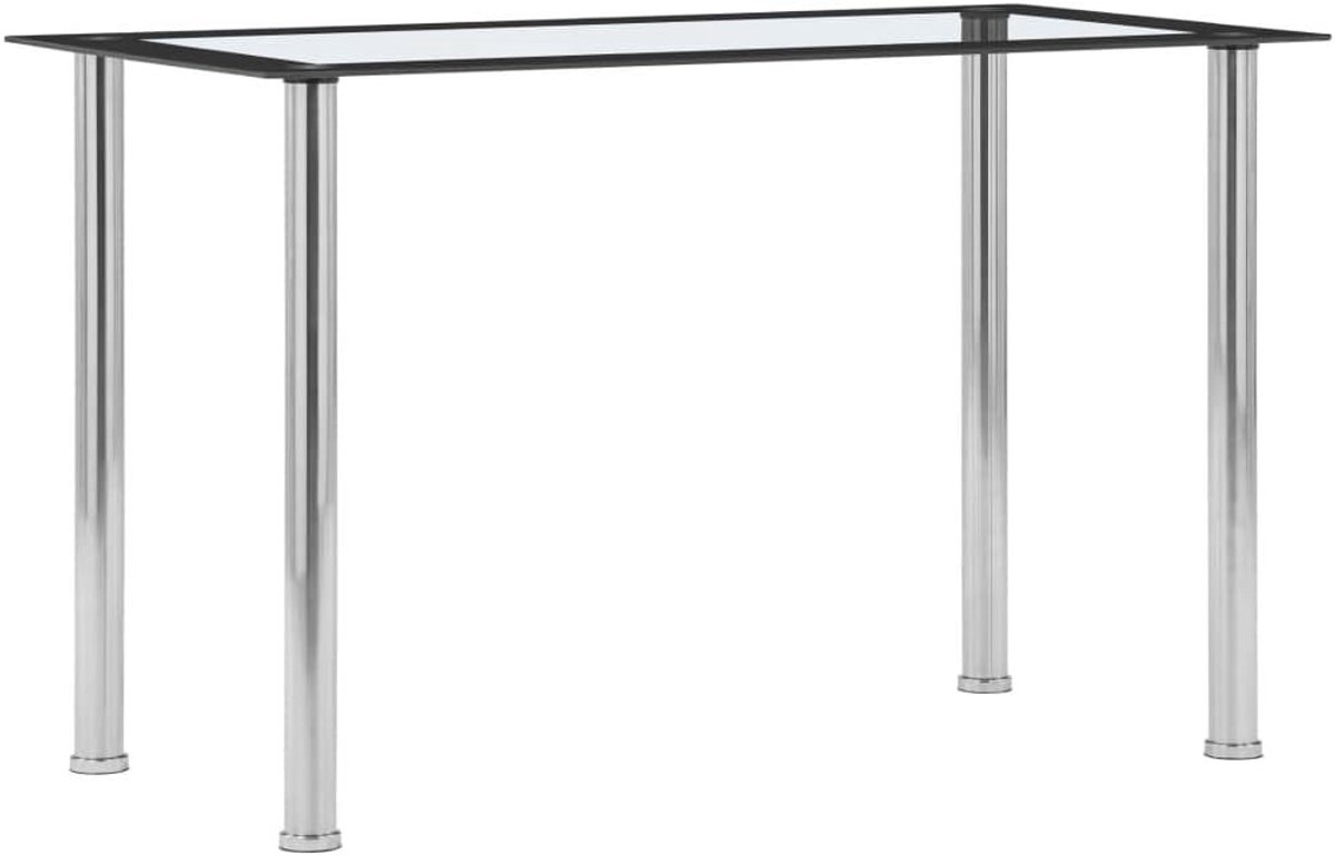 Glas roestvrijstalen eetkamertafel modern 120x60 cm zwart