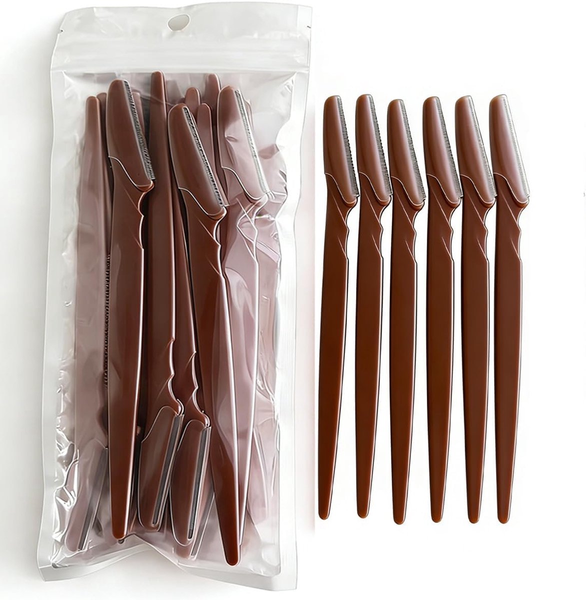 Stuks scheermes, wenkbrauwscheermesjes trimmer, dameswenkbrauw trimmer, voor gezicht, lichaam en wenkbrauwen, voor mannen en vrouwen, gezichtshaar, draagbaar (bruin)
