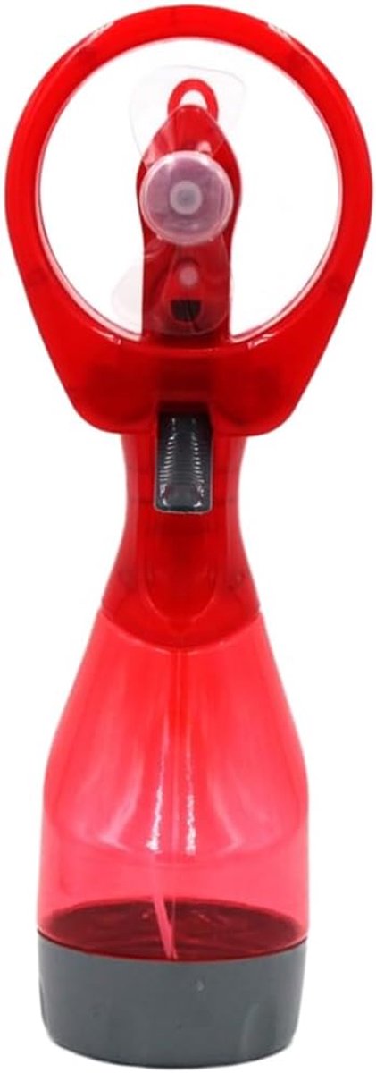 Vernevelventilator, meerkleurig, om op het strand af te koelen, handventilator met sproeifunctie, draagbare kunststof, rood