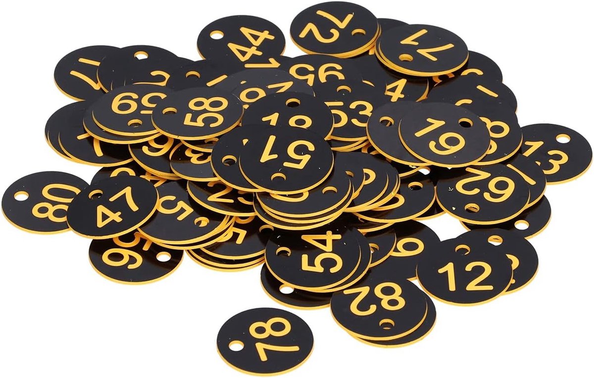 100 Stks Plastic Nummer Tags, Bijenkorf Teken Marker, Genummerde Sleutel Tags, Ronde Bijenkorf Label Met Gat Voor Bijenteelt, Veeteelt En Meer, Boerderij Bijenteelt Accessoire(zwart en geel), Num