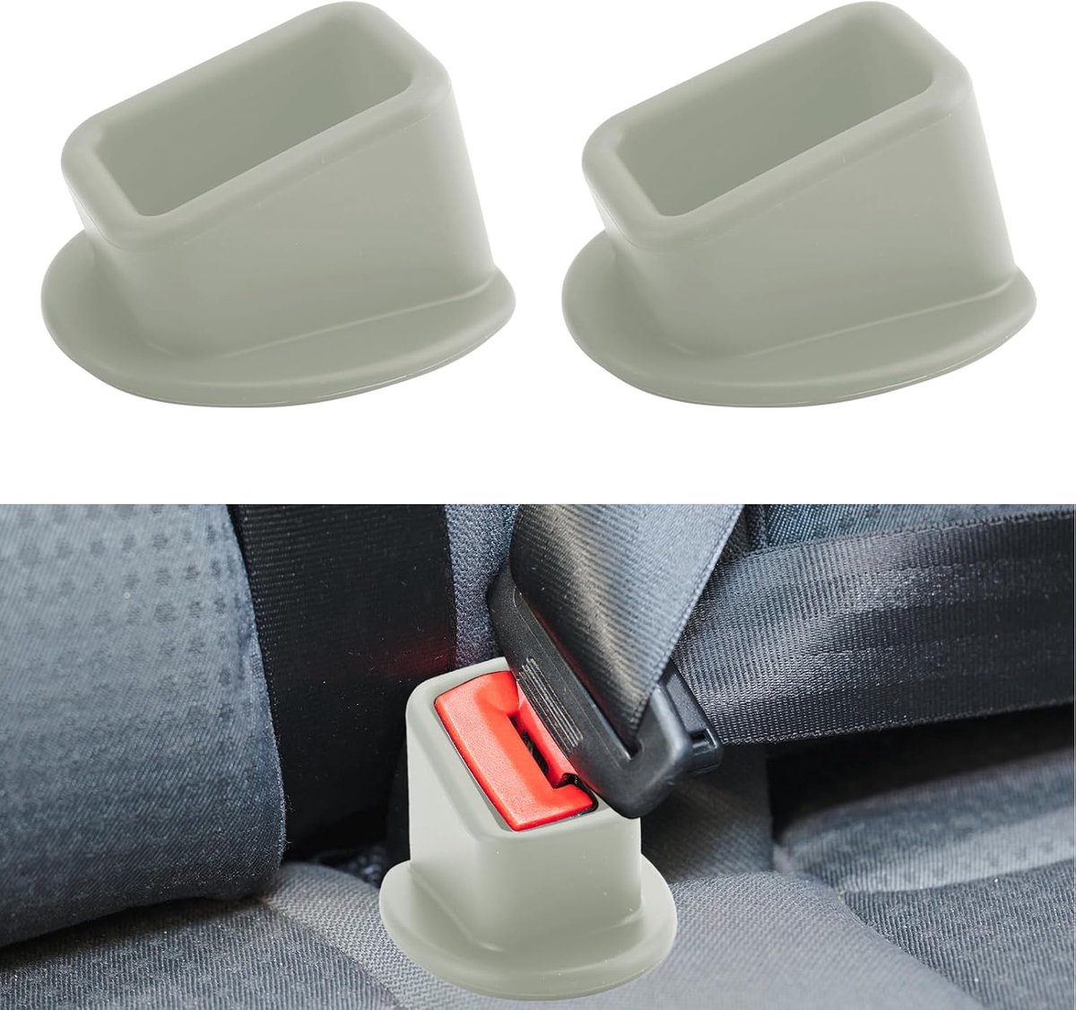 2 stuks autogordelhouders, autogordelvergrendeling, siliconen gordelslot, gespbescherming voor autoaccessoires, autoveiligheidsgordel-accessoires, gespbescherming voor kinderen en ouderen (grijs)