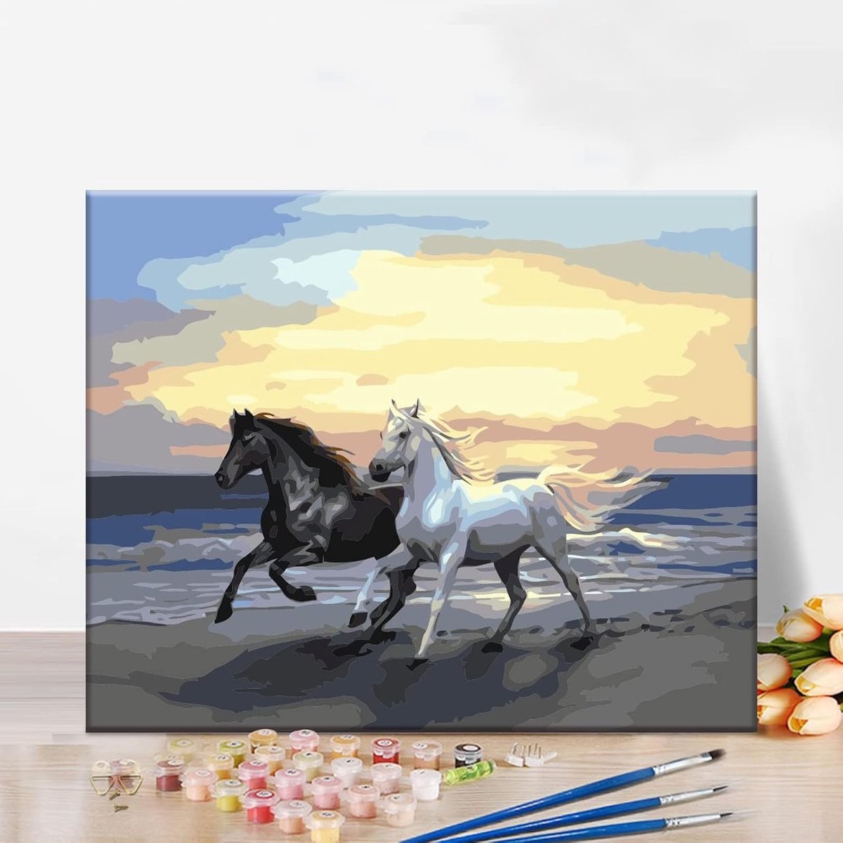 Schilderen op nummer voor volwassenen en kinderen, paarden, dieren, creatief cadeau voor 6 tot 12 jaar