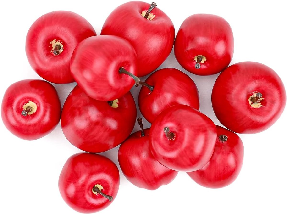12 STKS Nep Levensechte Mini Rode Appels Kunstmatige Realistische Model Rekwisieten Decoratie Thuis Party Faux Plastic Fruit Ornament Festival Keuken