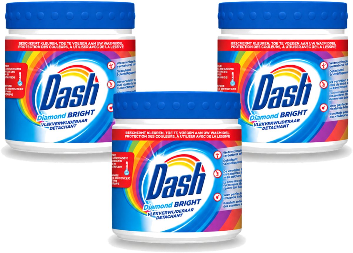 3 x Dash – Vlekverwijderaar – Diamond Bright Kleur – 500 g - Voordeelverpakking - 3 stuks