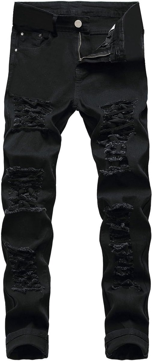 Jeans, rechte pasvorm, van comfortabele stretch denim, De zwarte, 28