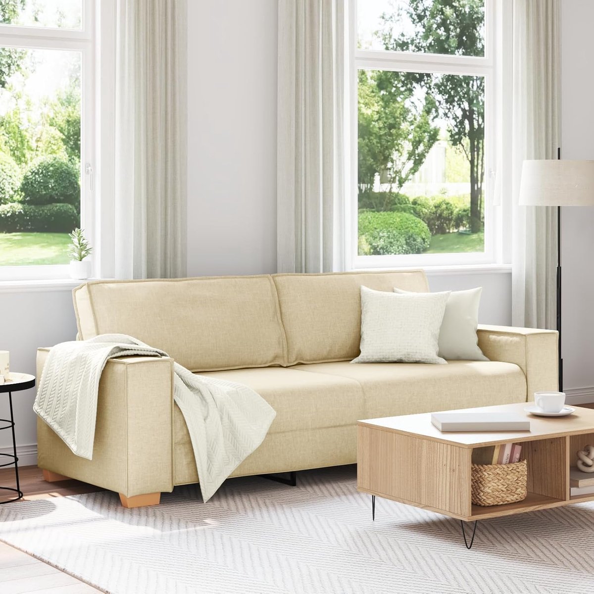 Bank, 180 cm, stof, 3-zits, moderne woonkamer bank met afneembare kussens, duurzaam design voor gezellige ontspanning en praktische reiniging