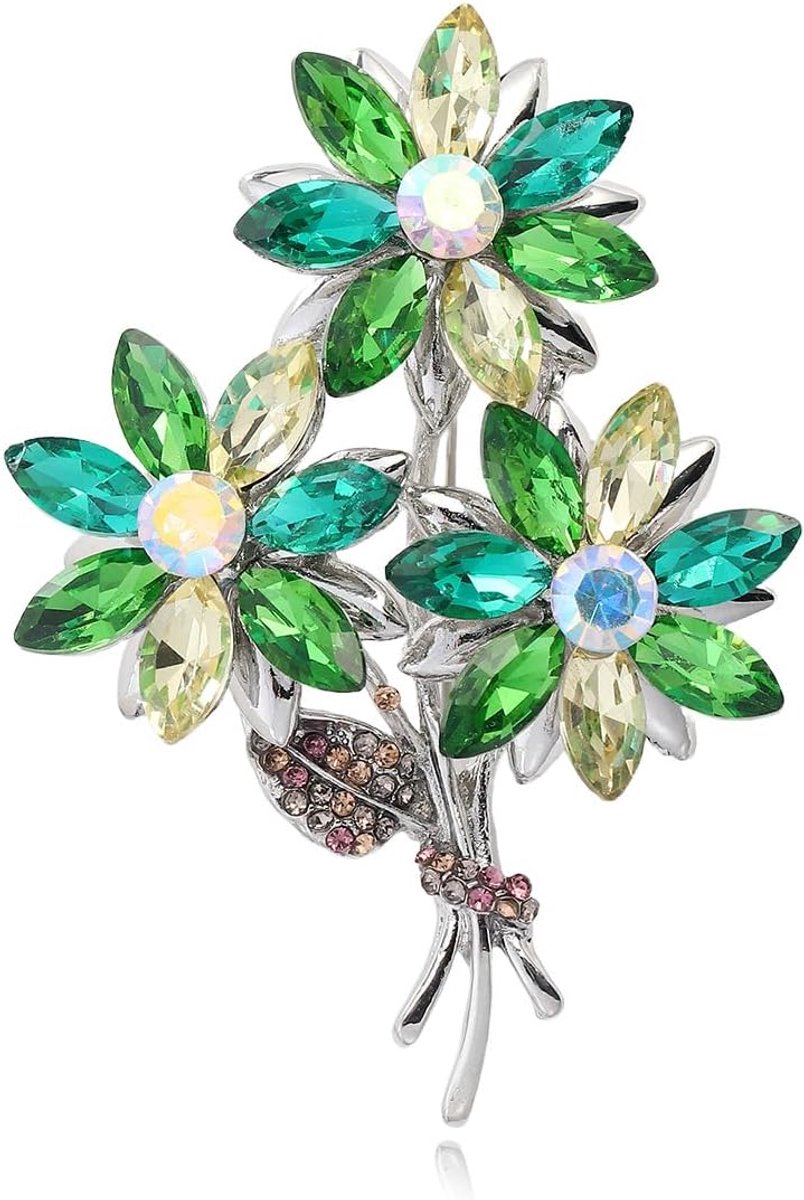 Kristallen bloemenboeket broche spelden strass sieraden dames pakken jassen bedels