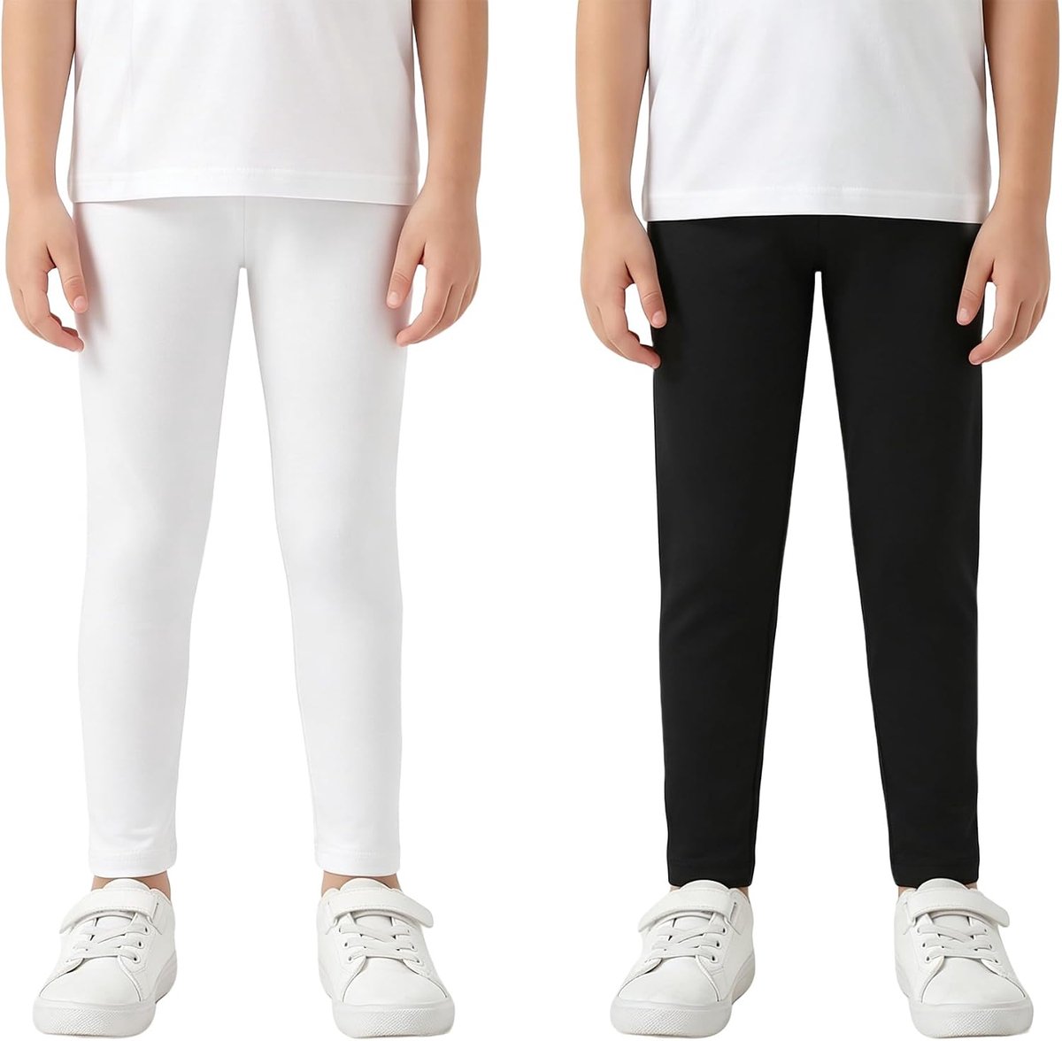 Leggings Meisjes Kinderen 2-Pack Katoenen Stretchbroek Multicolor Lange Legging Broek met Elastische Tailleband Legging Sport Casual School Lente Herfst Broek voor Kinderen 5-12 Jaar