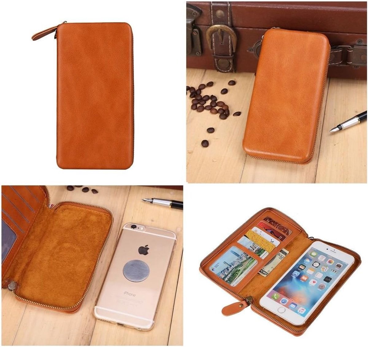 Wallet Case met magnetische bevestiging en ritssluiting voor THL W100 - Bruin