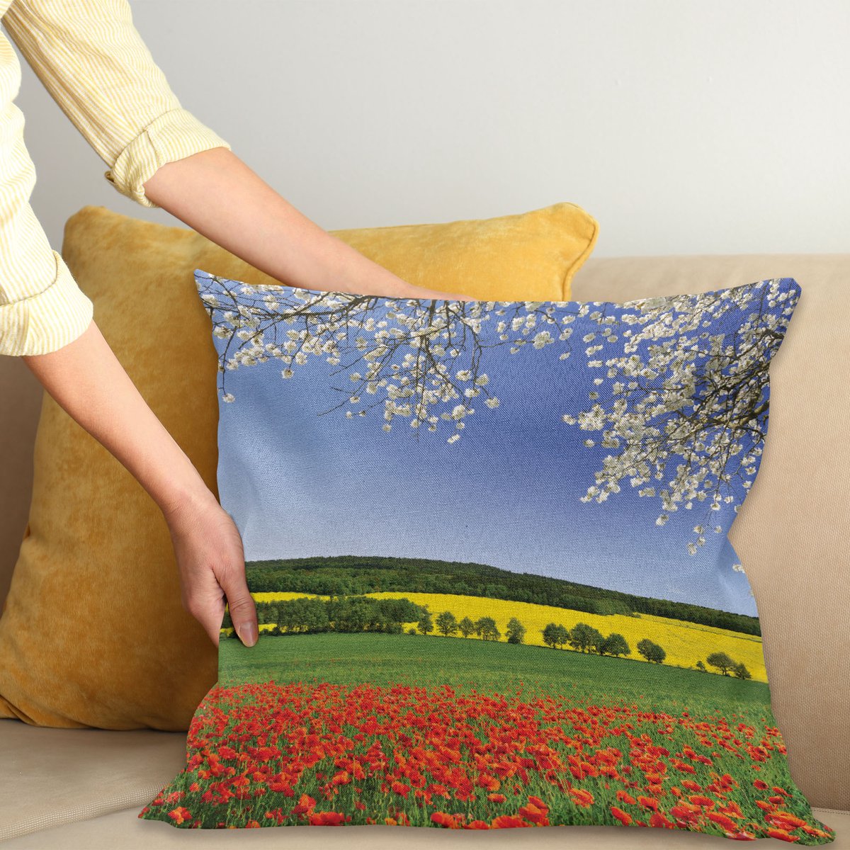ABAKUHAUS Marmer Print Sierkussenhoes Set van 4, Natuurlijk Steen Patroon Dreamy Couldy Uitzicht Vein Look Mysterious Illustratie, Modern Accent Dubbel-Dubbelzijdig Digital Print, 16", Cadet Blauw