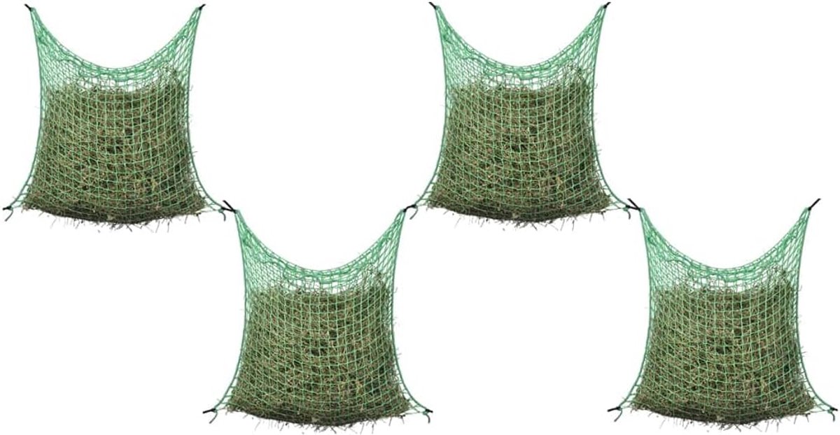 Histetten, 4 stuks, hooinet voor paarden, langzame voeding voor paarden, vierkant, PP, 0,9 x 1,5 m