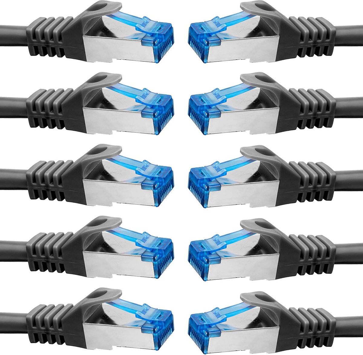 Ethernet Cable CAT 7 Ethernetcabel SFTP Kabel 0,5m zwart - 10 stuks - Patchkabel RJ45 Connector LAN Internetkabel Netwerkkabel compatibel Playstation 5 PS5 PS4 Switch Xbox Router