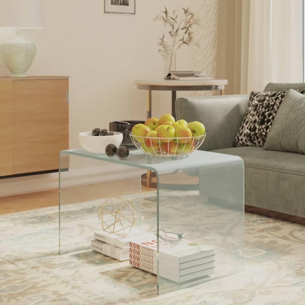 Woonkamer, bijzettafel, bank, salontafel, bijzettafel, 40 x 40 x 60 cm, gehard glas, voor kantoor, woonkamer, slaapkamer