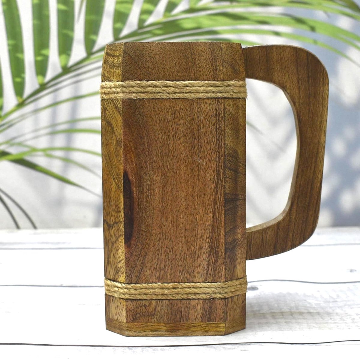 Houten vierkante mok voor hem - Viking Style 20oz houten mok - drinkbeker van natuurlijk hardhout - antieke look huwelijks- en verjaardagscadeaus voor hem