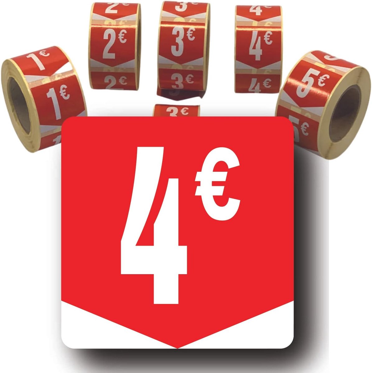 Rol met 500 zelfklevende etiketten, vierkant, 35 x 35 mm, glanzend, zelfklevend, rond, Euro-prijs