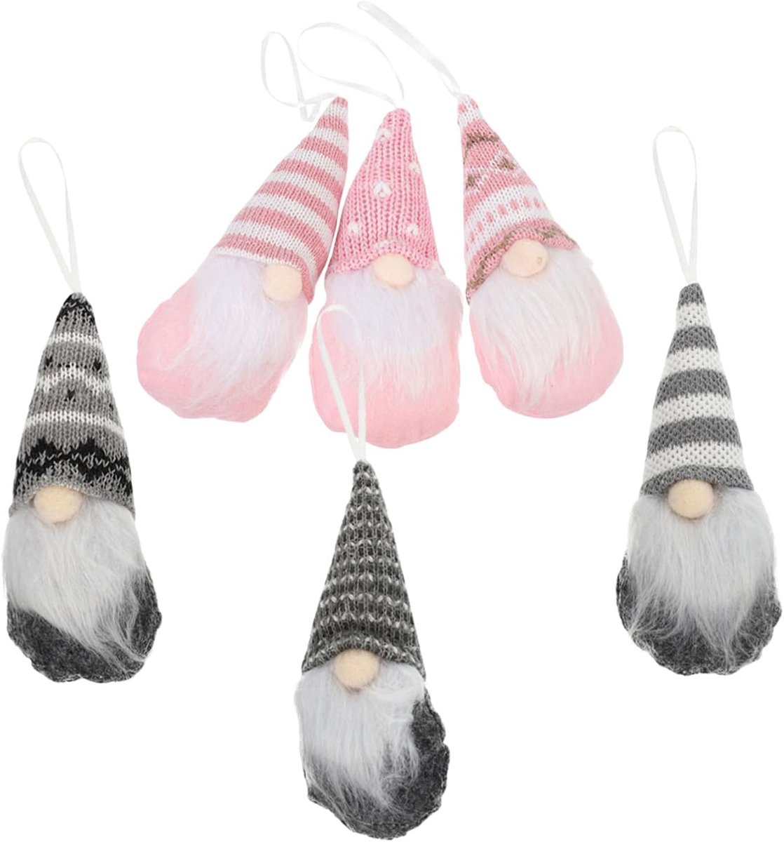 6 Stuks Delige Zachte Pluche Kerstkabouter Hangdecoraties Gebreide Nordic Stijl Kleine Elf Ornamenten voor Feestelijke Kerstboomversiering Compacte Duurzame Mini Gnome